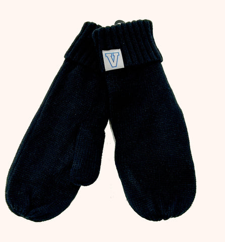 Knit Mittens with Fleece and Woven Clip