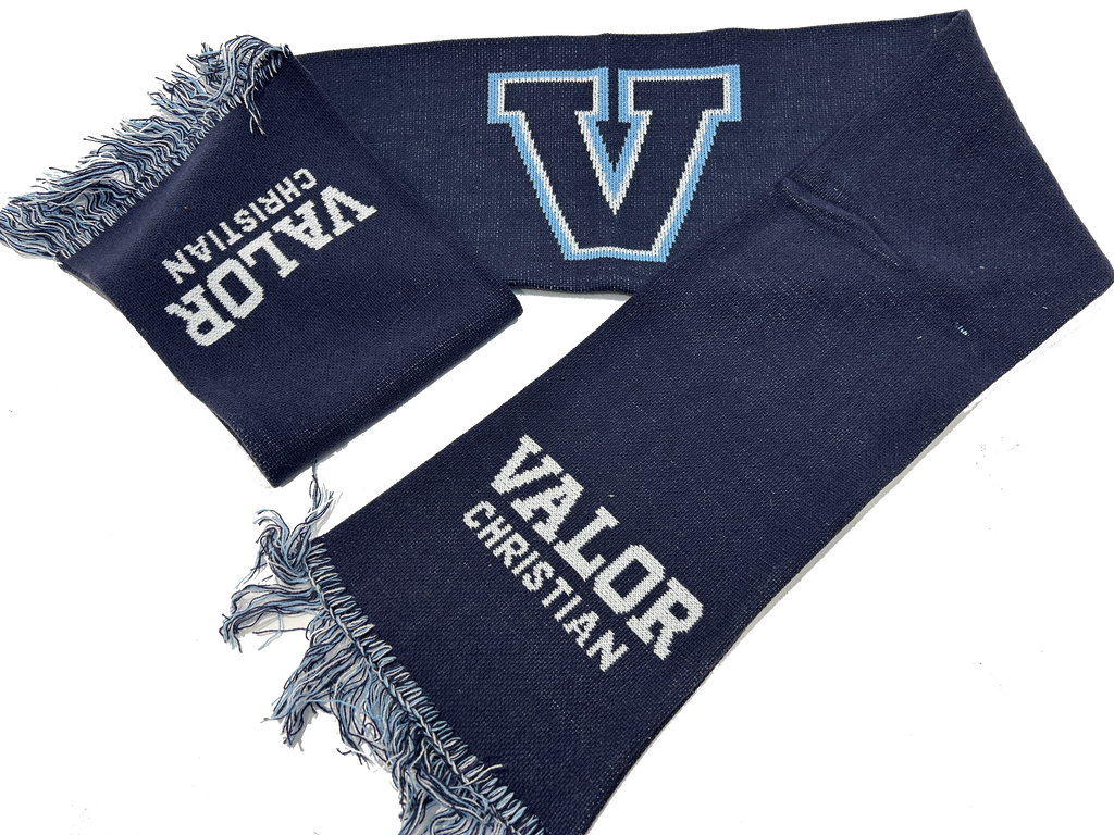 Valor Christian "V" Navy Scarf with Tri-Color Fringe