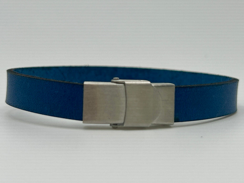 Navy Leather VCHS Bracelet with Silver Clasp