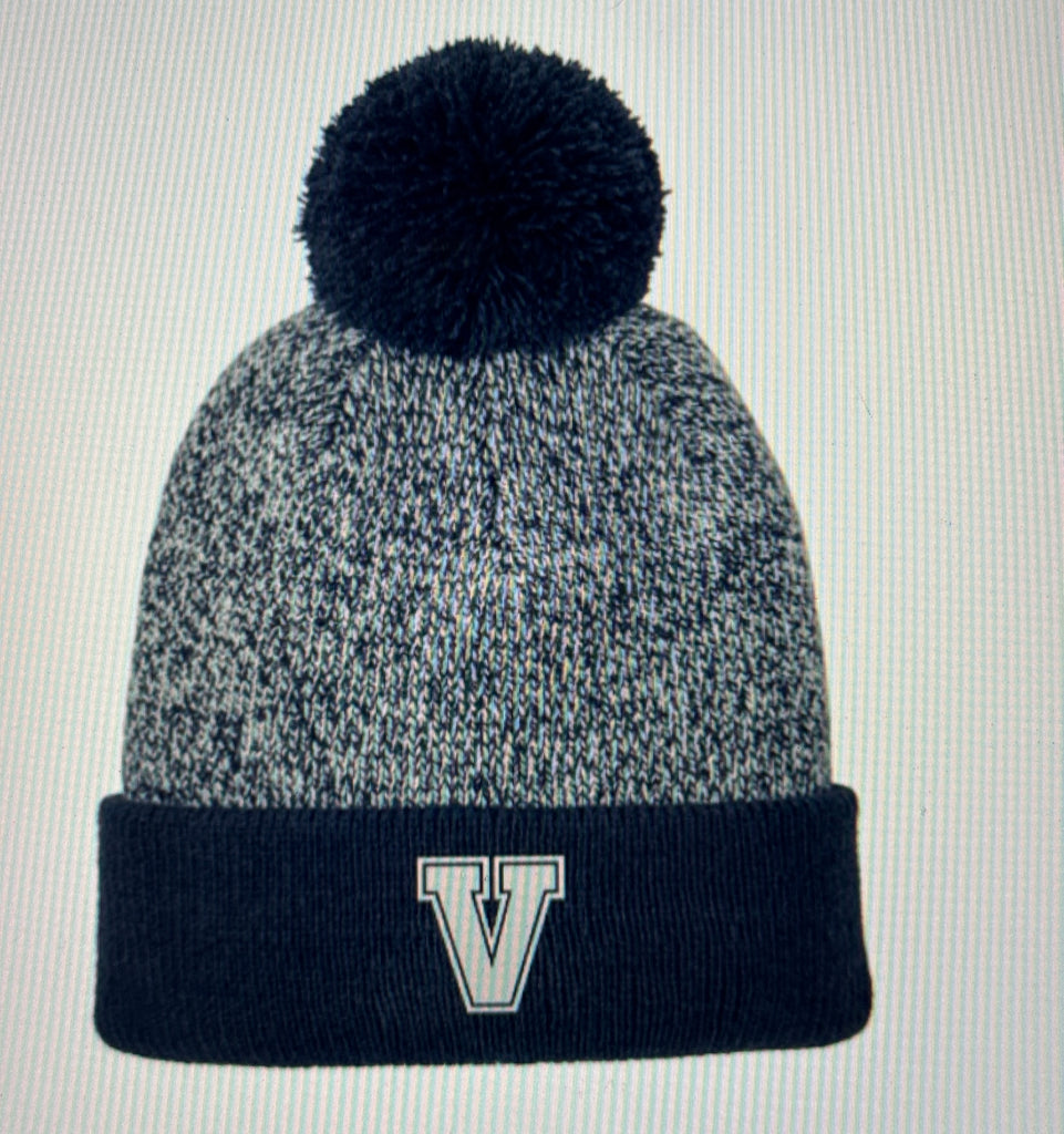 Navy Contrast Beanie with Pom