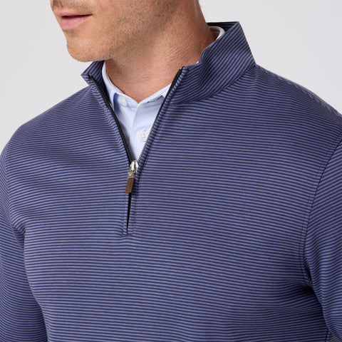 Mizzen & Main Navy Coastal Striped 1/4 Zip