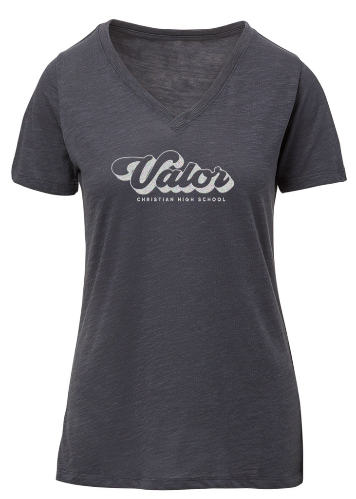 MV Sport Womens Flocked Tee - Charcoal