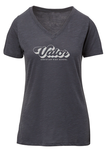 MV Sport Womens Flocked Tee - Charcoal