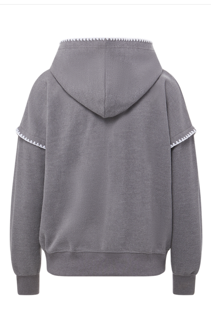 MV Sport Crocheted Accent Hoodie - Grey