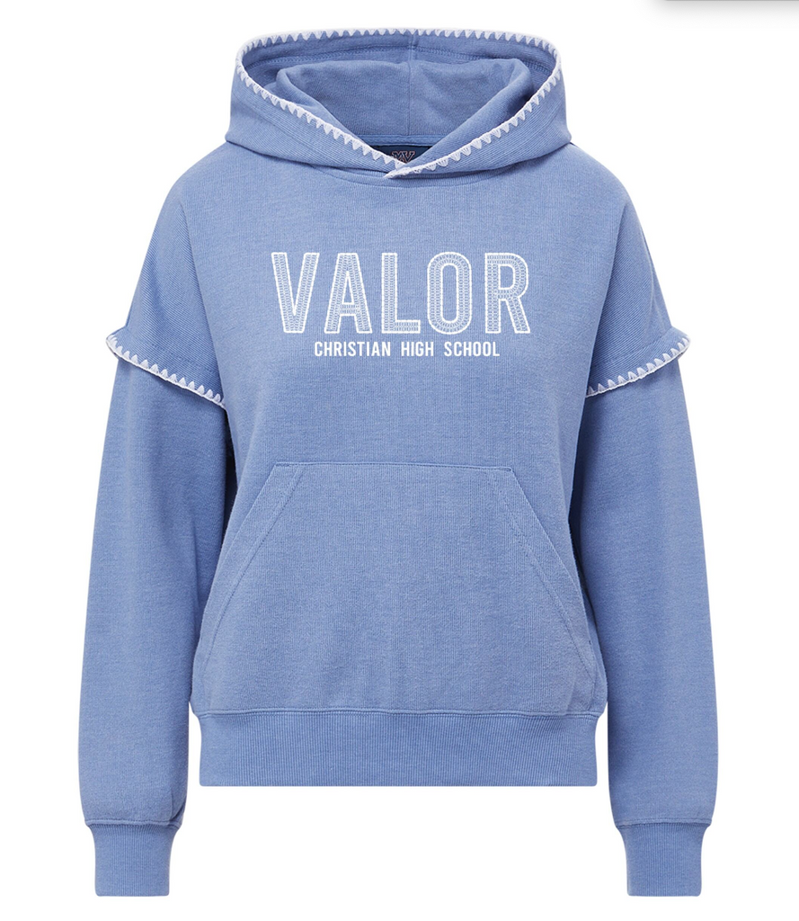 MV Sport Crocheted Accent Hoodie - Columbia