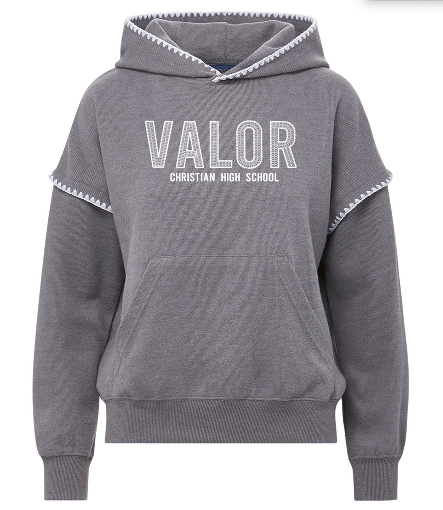 MV Sport Crocheted Accent Hoodie - Grey