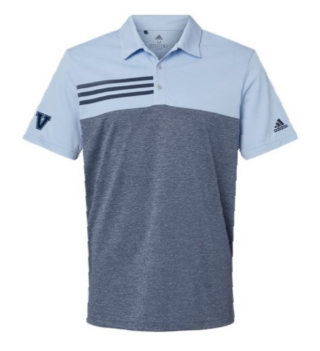 Adidas Heathered Color Block 3-Stripes Polo
